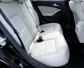 Seat with seatbelt in focus